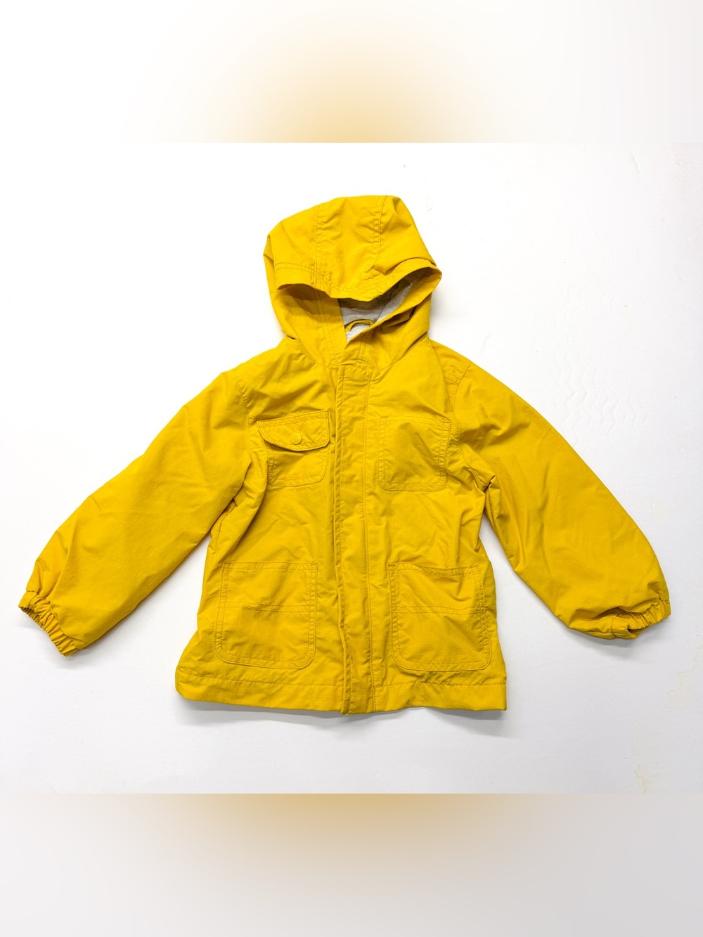 Old Navy Yellow Hooded Kids Rain Jacket Rain Coat Water Resistant
